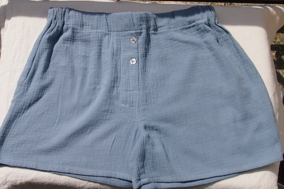 caleçon en double gaze bleu pâle