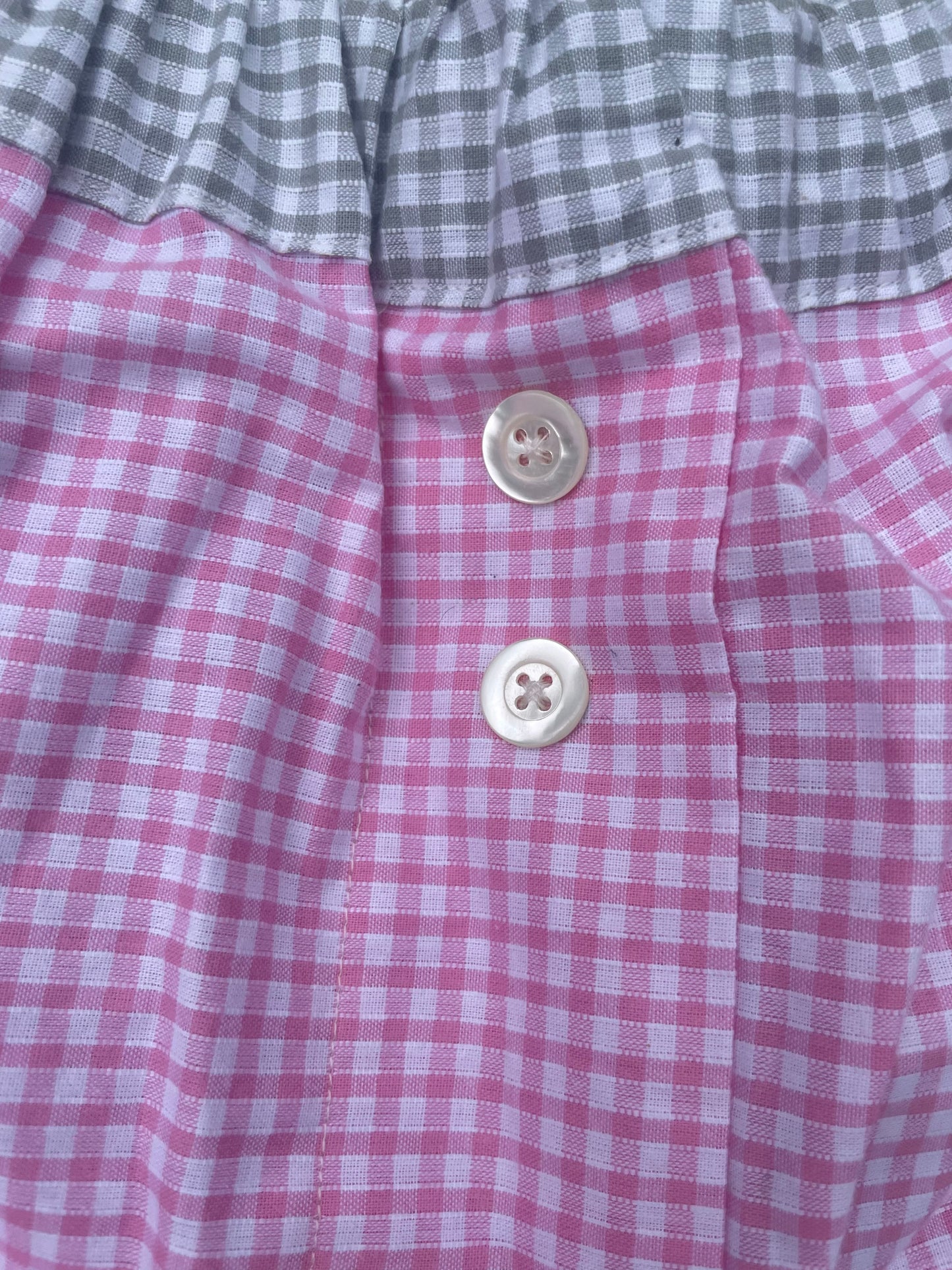 caleçon en coton vichy rose frais /ceinture contrastante