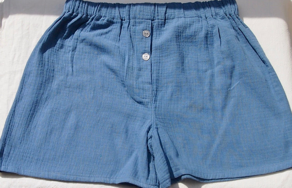caleçon en double gaze bleu ardoise