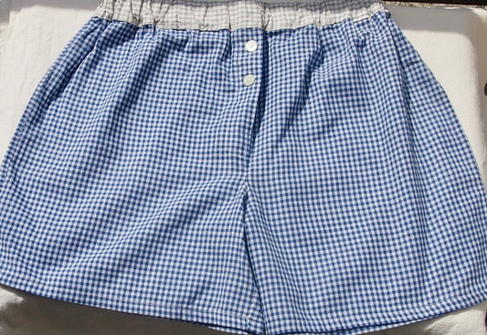 caleçon en coton vichy bleu indigo
