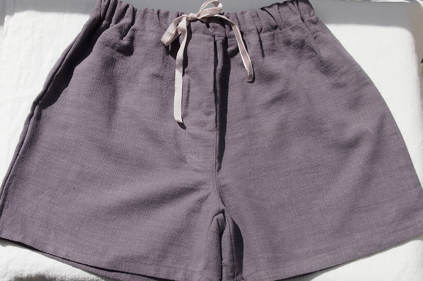 Caleçon violet doux demi ton lin lavé