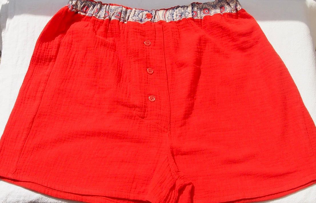caleçon en double gaze rouge orangé intense