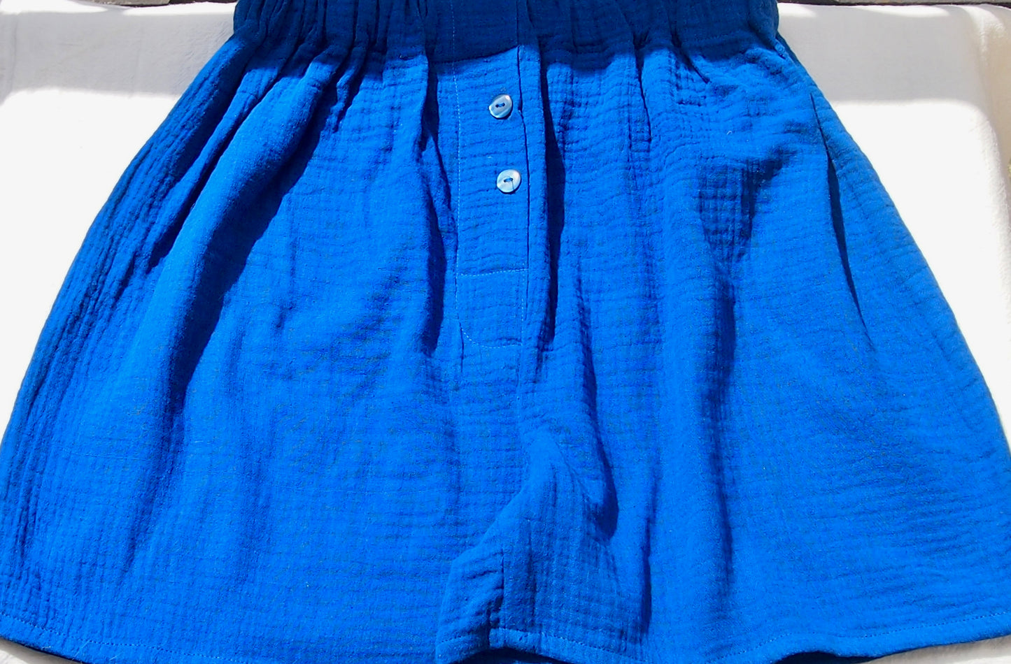 caleçon en double gaze bleu électrique