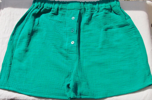caleçon en double gaze vert émeraude intense