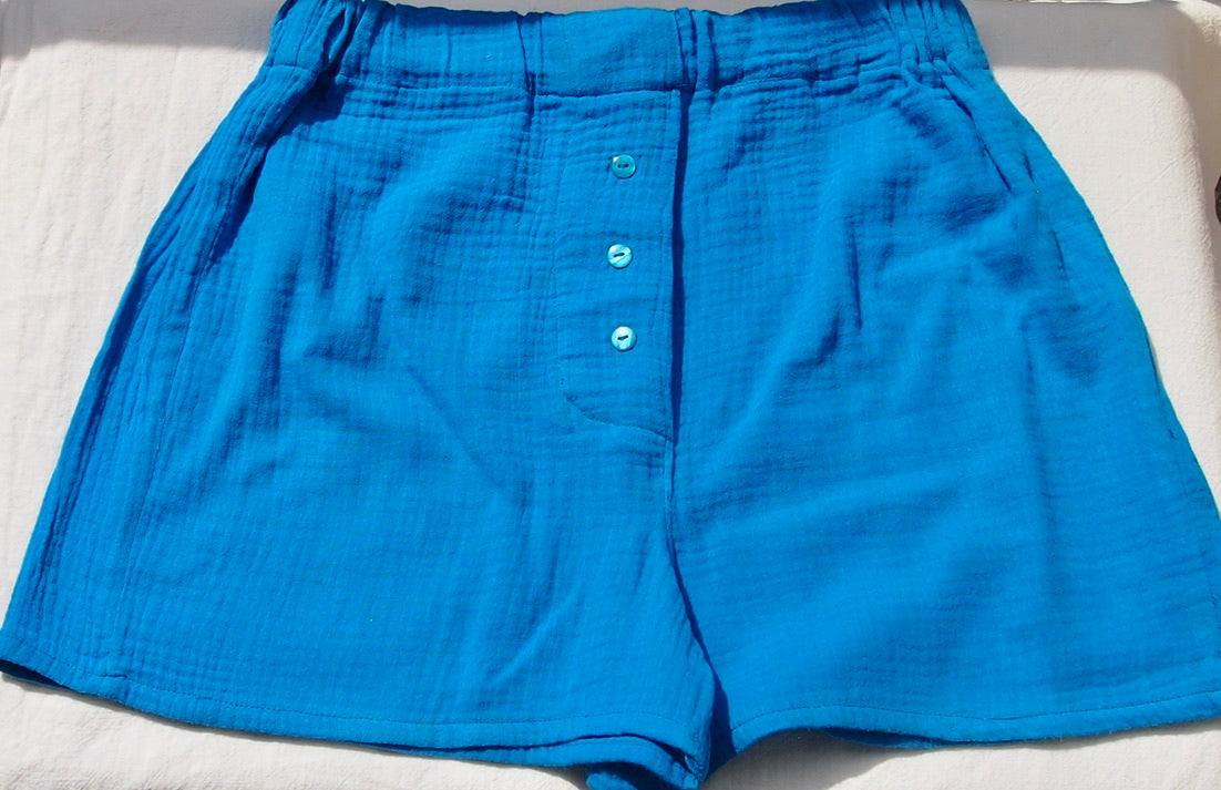 caleçon en double gaze bleu intense