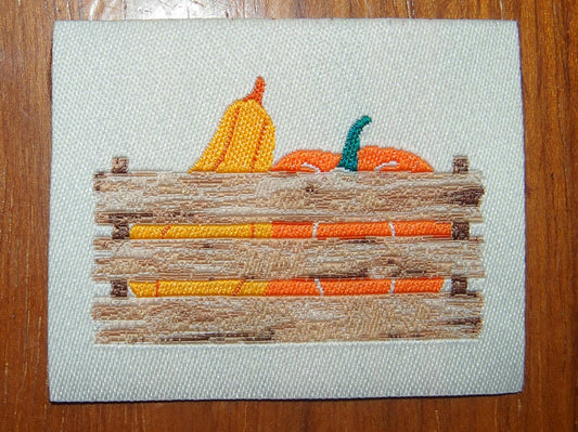 Etiquette brodée Cagette courges