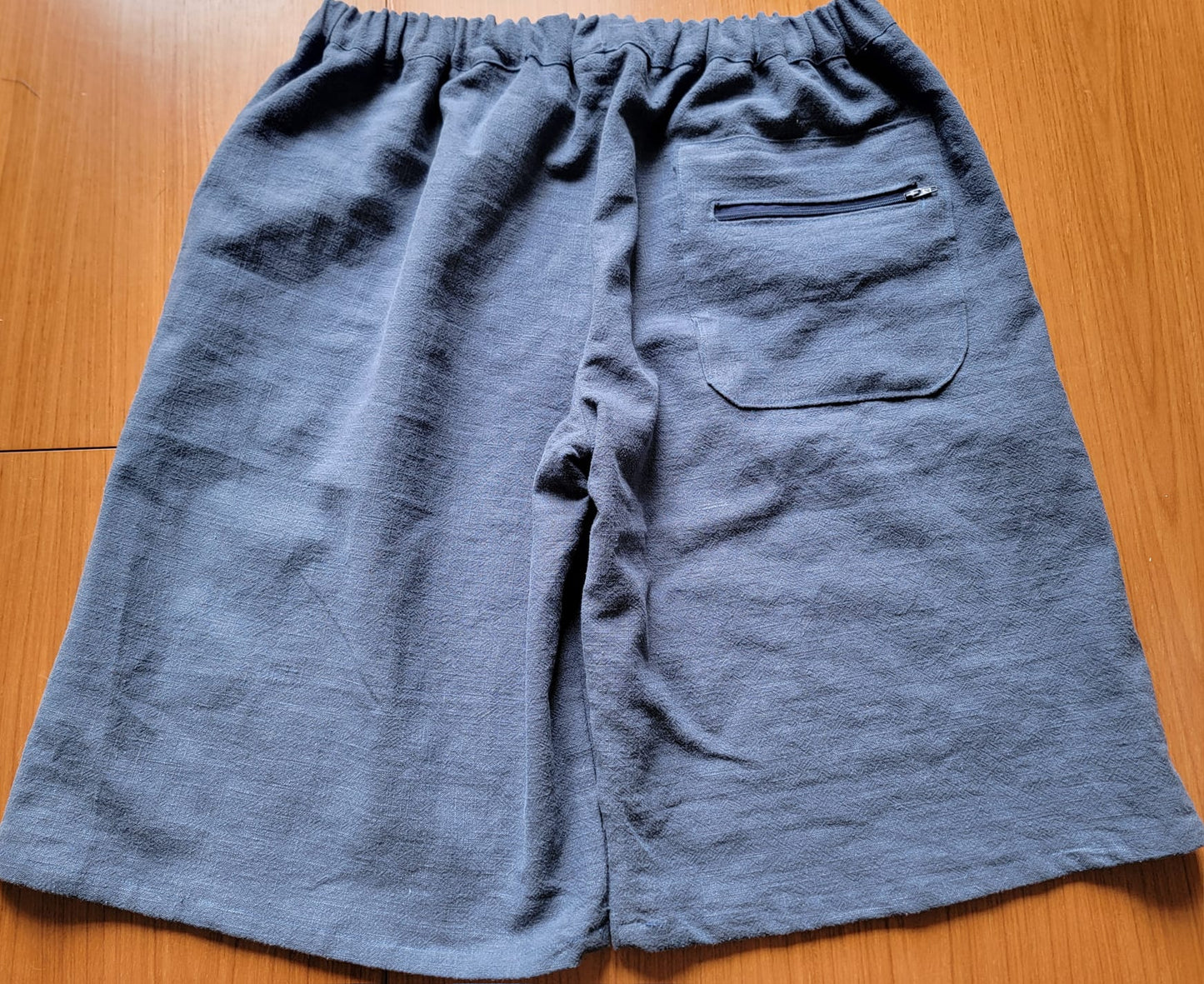 Short homme en lin lavé indigo