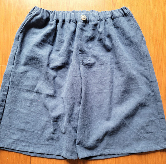 Short homme en lin lavé indigo