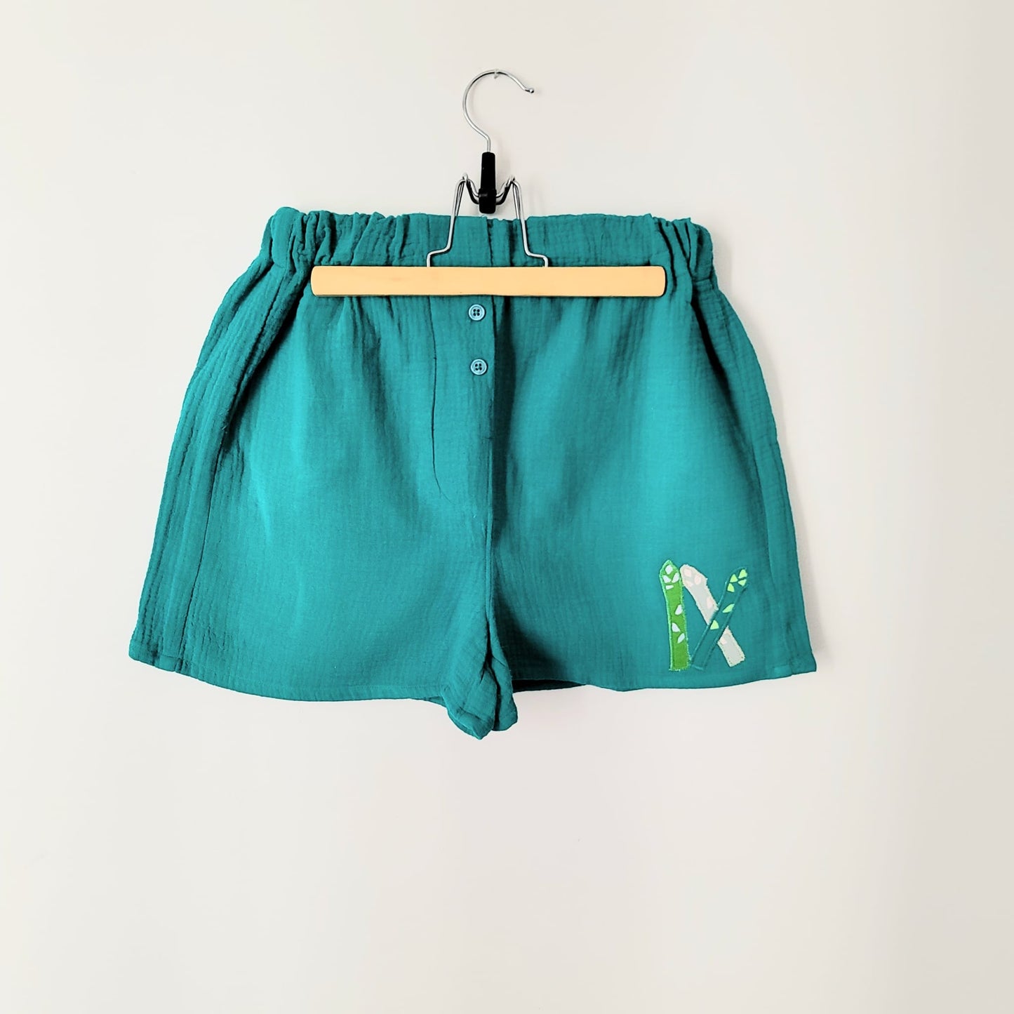 Caleçon-short vert émeraude mini-motif courgettes