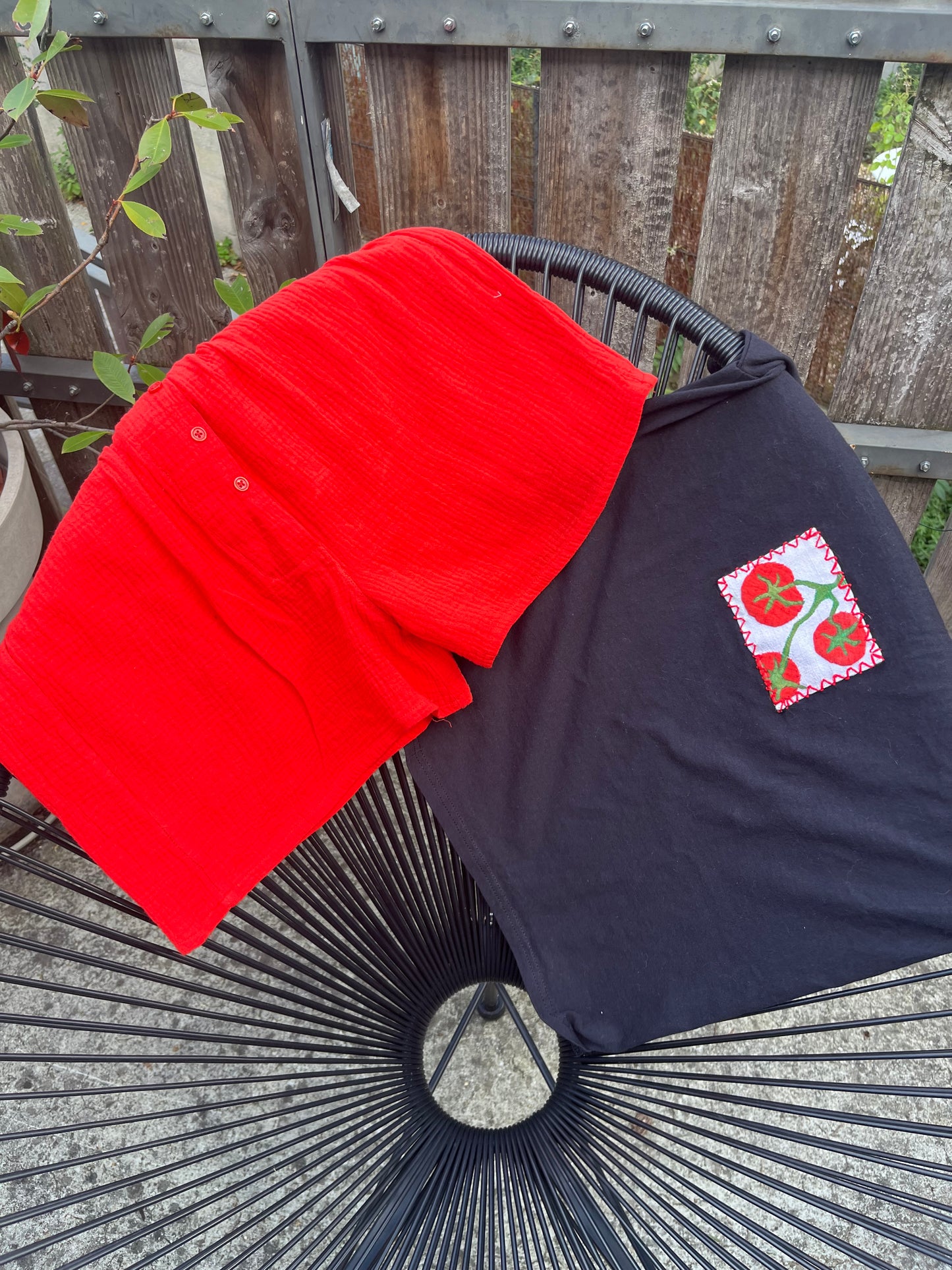 Duo T-shirt Tomates/Caleçon double-gaze rouge-orangé