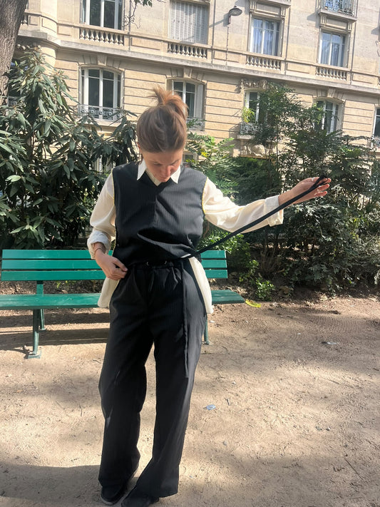 Pantalon rayé de l'ensemble haut croquet