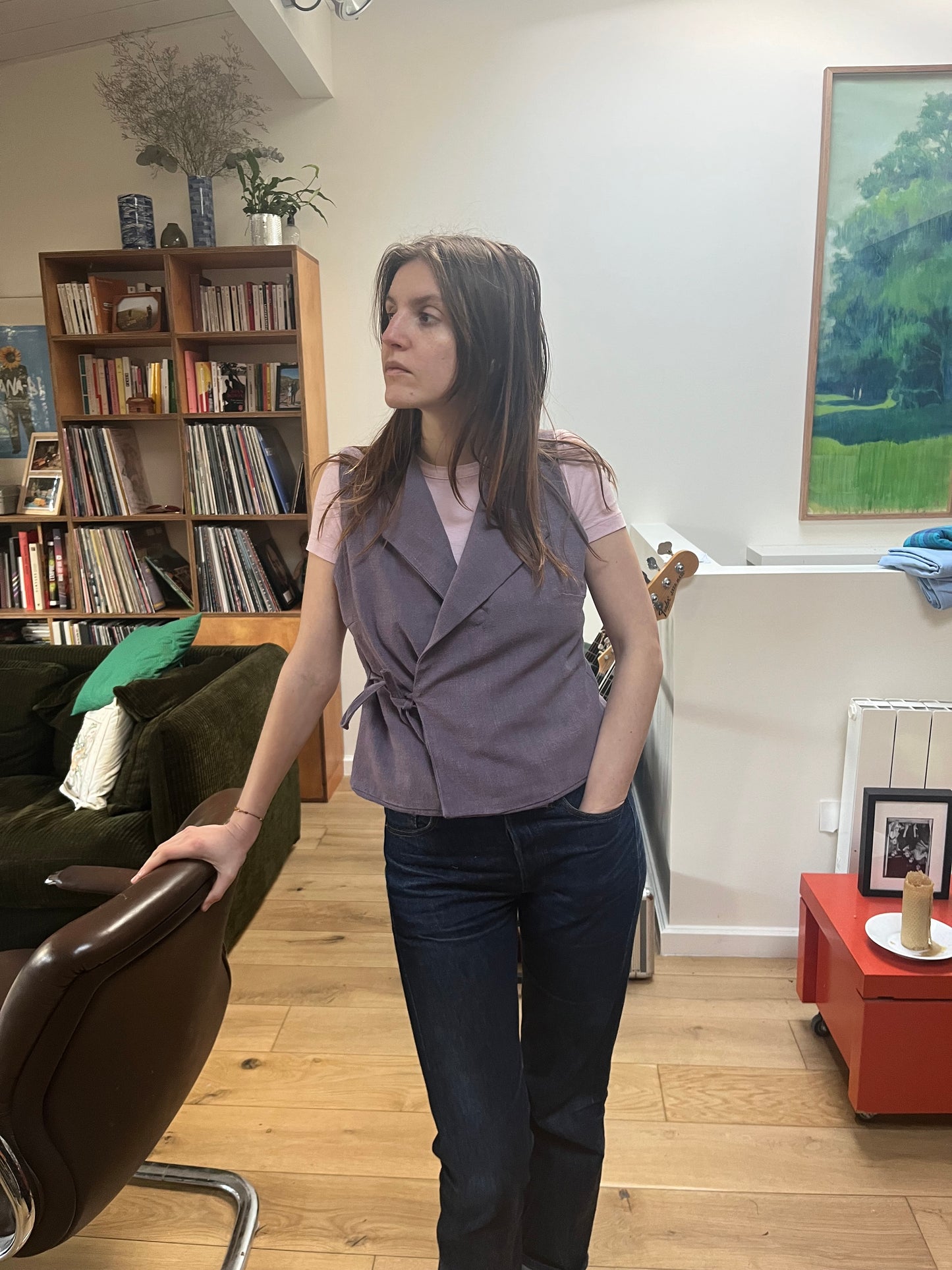 Ensemble coordonné lin lavé violet très doux