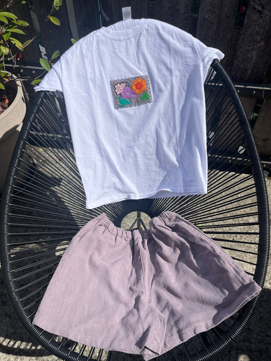 Duo T-shirt Jardin imaginaire/ Caleçon lin lavé taupe