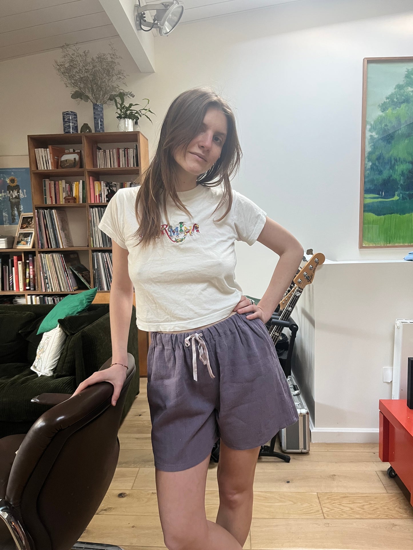 Ensemble coordonné lin lavé violet très doux