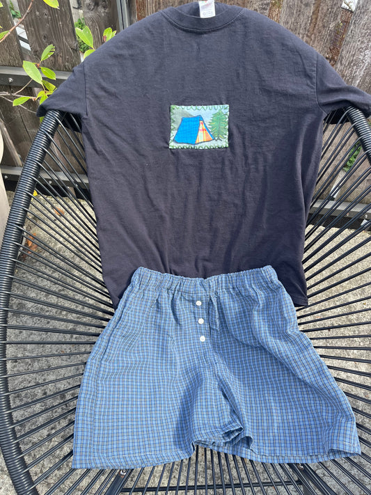 Duo T-shirt Tente/Caleçon double-gaze carreaux