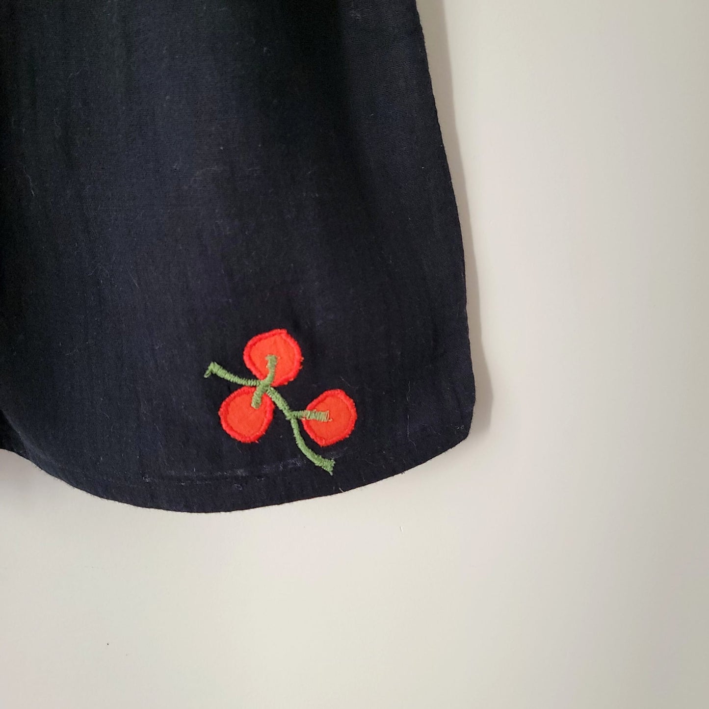 Caleçon-short double gaze noir mini-motif tomates